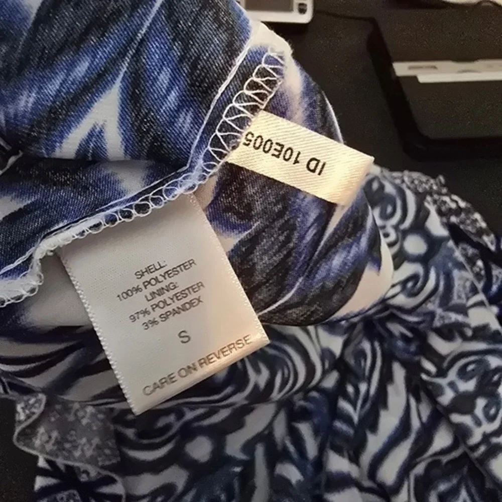 Eva Mendez Maxi Dress‎ Boho Halter Neck Tiered Blue White Floral Size Small - Picture 9 of 10